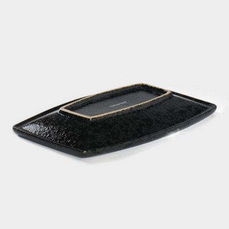 Serving porcelain magistro "Night Rain", 21 × 14 × 3 cm, black color-2