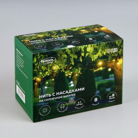 Garland “thread” 2.7 m with nozzles “balls”, IP44, dark thread, 10 LED, glow of multi, 8 modes, solar battery-9