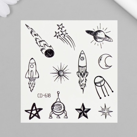 Black body tattoo "in space" 8x7.5 cm