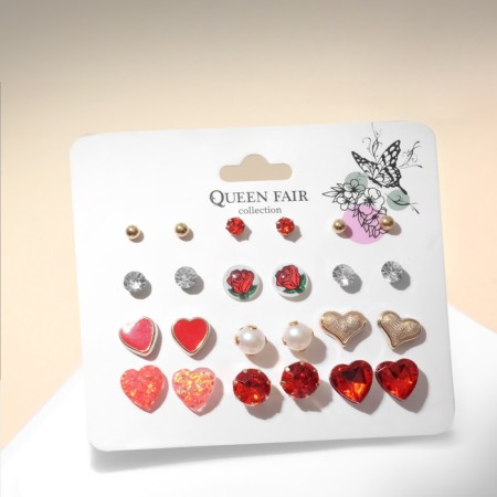 Pusets 12 pairs "hearts" romance, colored in gold-1