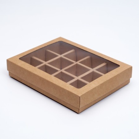 Box for sweets, 12 pcs, craft, 19 x 15 x 3.5 cm