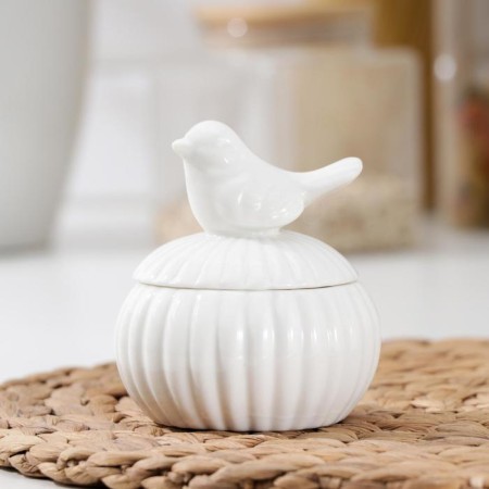 Ceramic bank for spices "Solovushka", 130 ml, white color