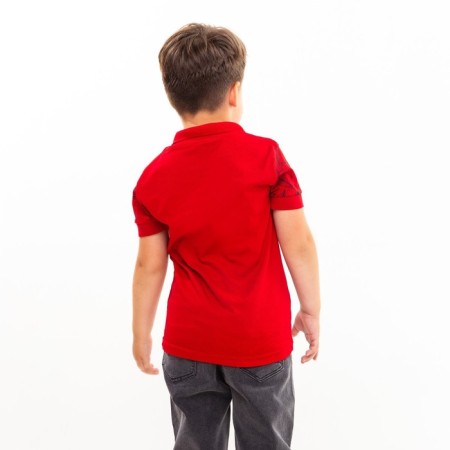 Polo T -shirt for a boy, color red/print mix, height 152 cm-3