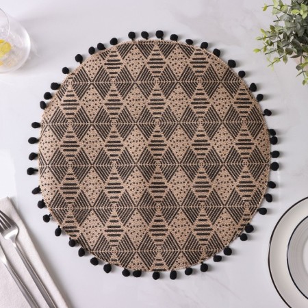 Serving napkin on the table "Safari", d = 38 cm, black color-2