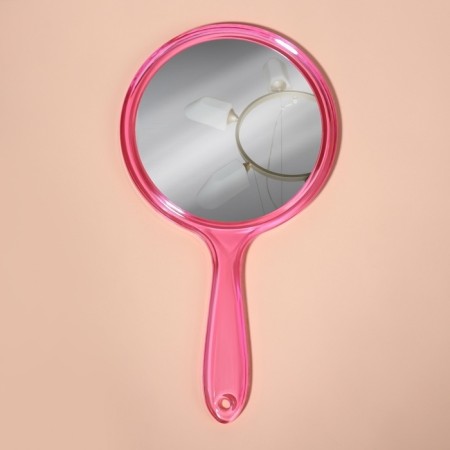 A mirror with a handle, bilateral, with an increase, D mirror surface 12.5 cm, color mix-3
