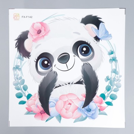 Sticker Plastic Interior Color "Sweet Panda in Flower Wreath" 39x40 cm-1