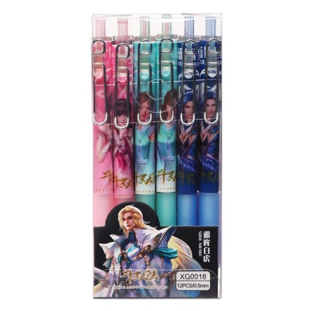 Automatic gel handle Calligrata, 0.5mm, blue rod, anime housing “ANIME” barcode on a piece, mix-3