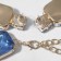 Set 2 objects: earrings, necklace “jewel” squares, blue in gold, 32 cm