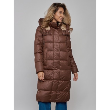 Coat insulated winter female, size 46, dark brown color-8