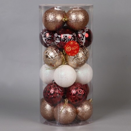 Set of balls plastic D-7 cm, 24 pcs "Winter Night" mix-1