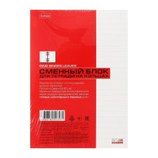 Smooth block for notebooks on rings A5, 80 sheets in a ruler, in individual packaging, block 60 g/m2