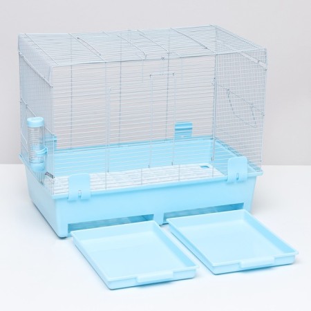 A cage for rodents with sliding pallets 60 x 35 x 47 cm, blue-9