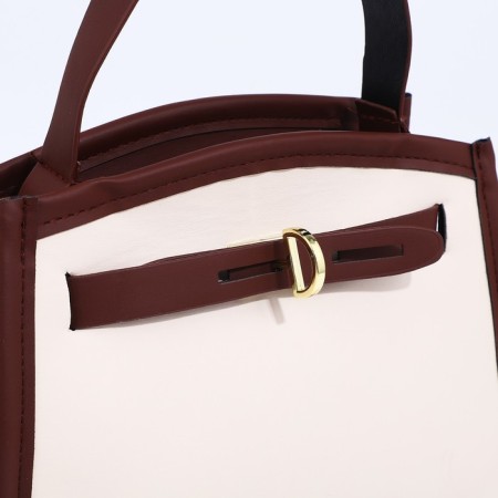 Cross-Bodi Bag on a zipper, white/brown color-3