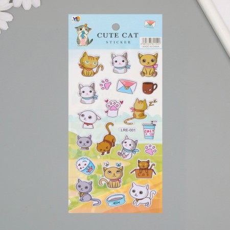 Plastic sticker soft "cat in every house" mix 22x10 cm-2