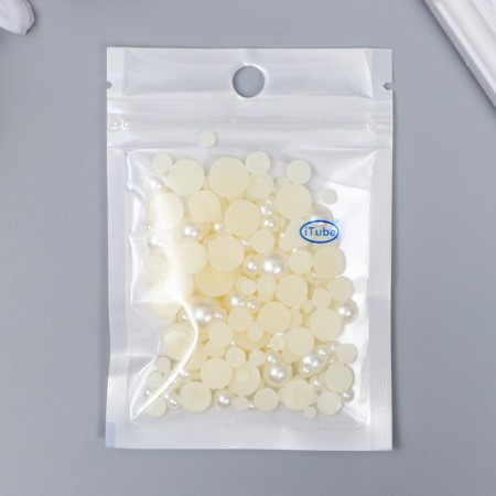 Decor for creativity plastic "Half of beads. Cream" d = 3-10 mm, set 10 grams-2
