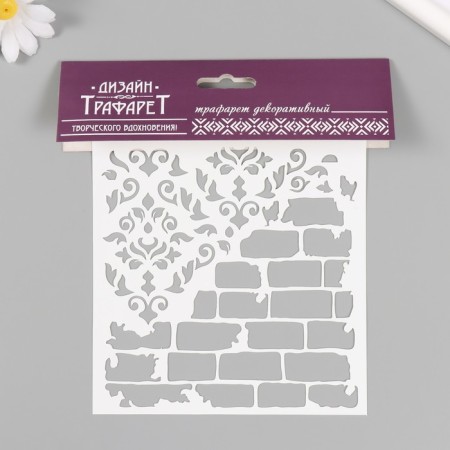 Plastic stencil "Brick wall" 15x15 cm-2