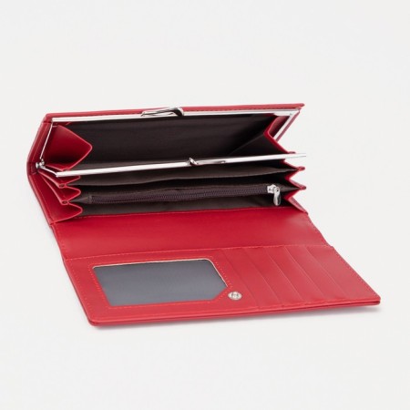 Women's wallet on the button, red color-2