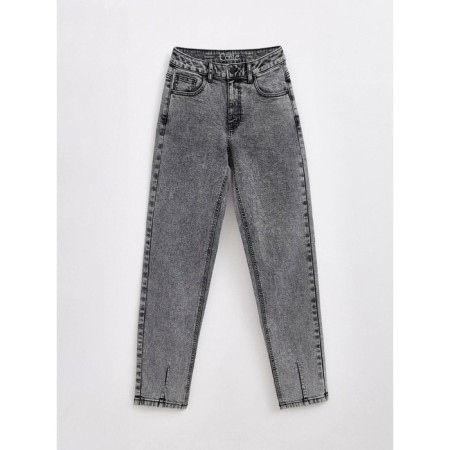Women's jeans with a high landing CONTE Elegant Mom Fit, size XS, Grey color