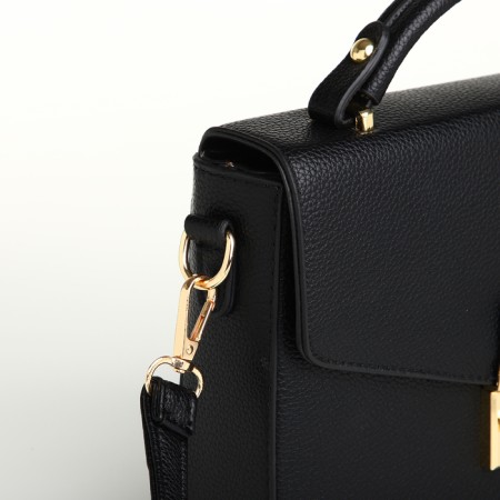 Women's bag on the valve, Textura, small size, black color-7