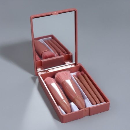 A set of makeup brushes, 5 objects, peach color-3