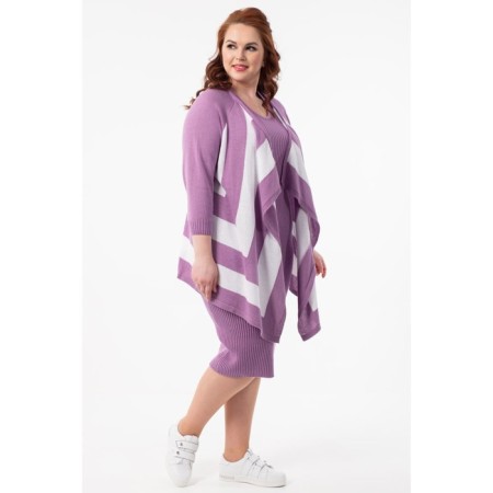 Cardigan female, size 52, lilac color, white-2