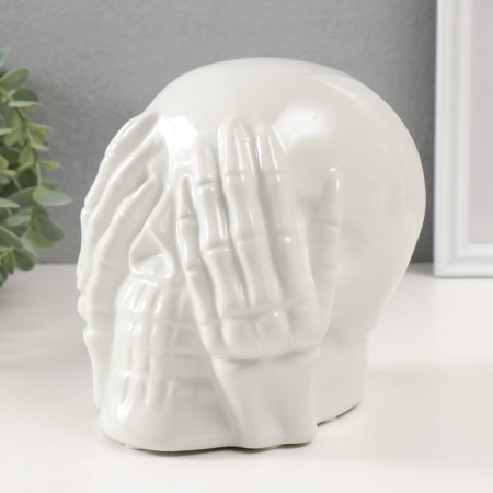 Souvenir Ceramics "Skull with tassels in the eyes" White 13.5x14x15 cm-3