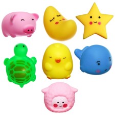 A set of rubber toys for the bathtub 