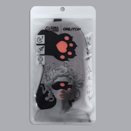 Mask for sleep "Paws", 19 × 9.5 cm, elastic band is single, Mix color-5