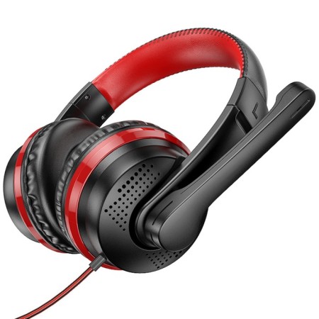 Hoco W103 headphones, gaming, invoices, microphone, 3.5 mm, 1.2 m, black and red-2