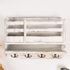 Decorative wood hooks with pocket and shelf 