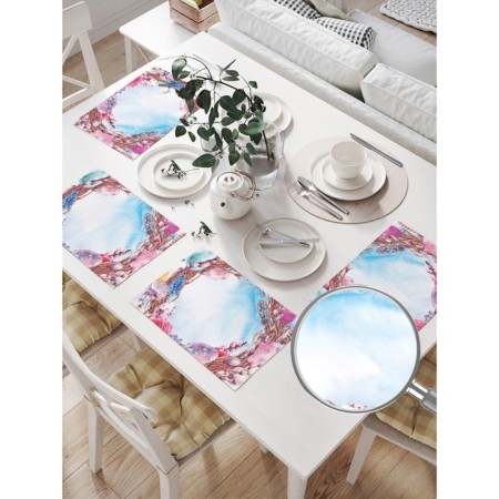 Set of napkins for setting the table "Easter wreath", rectangular, size 32x46 cm, 4 pcs-1