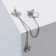 Earring "Kaff" Northern Star with a chain, white color in silver