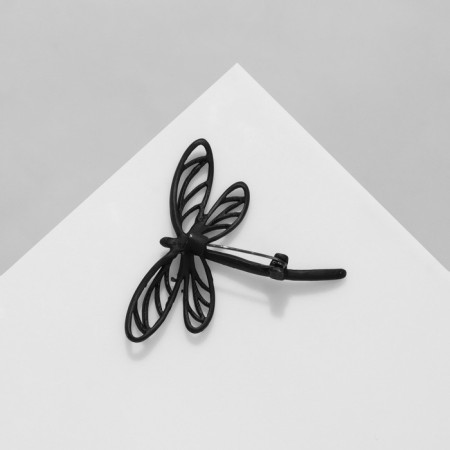 Brooch "Dragonfly" Dark, black and white color in ferrous metal-3