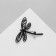 Brooch "Dragonfly" Dark, black and white color in ferrous metal
