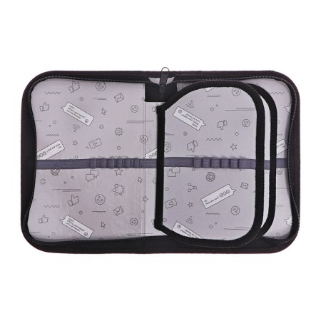 Penal 3 sections, tab inside, 140 x 210 x 40 mm, fabric, calligrata top block "cute cat"-10