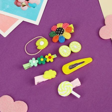 Hair set "Little Joy" (14 pcs) seven -color, yellow, mix-2