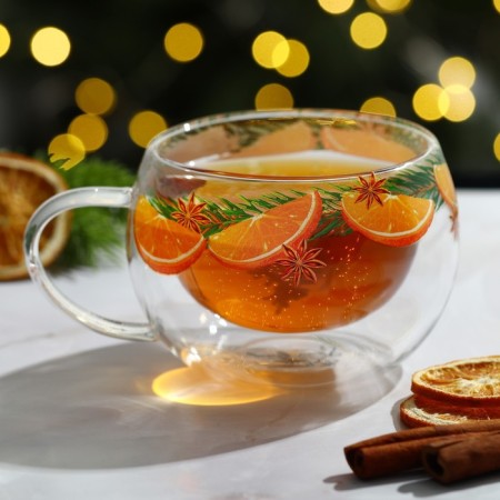 Glass mug with double walls "Fragrance of the holiday", 270 ml-1