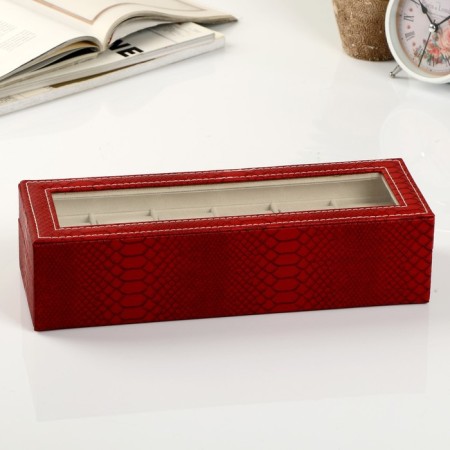 The casket to the leatherette to the clock 6 departments "burgundy python with veins" 11x31x7.5 cm-5