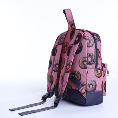 Baby backpack with zipper, external pocket, reflective strip, pink color-1