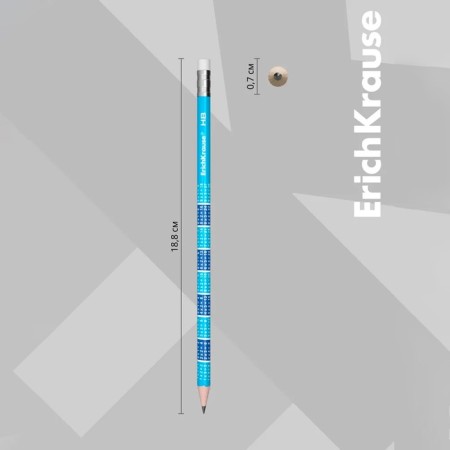 Chernographic pencil with Erich Krause 2x2 "Multiplication table", hb, barn d = 2.2 mm, wood, round in a tube, blue case-4