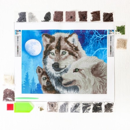 Diamond mosaic with partial filling "Wolves", 30 x 40 cm. Set for creativity-5