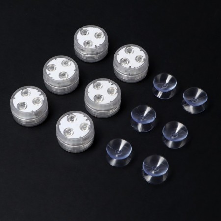 Waterproof lamp minimal mini, 3 x 1.9 cm, 6 pcs, from CR2032 (in the set), remote control, rgb, IP68-1