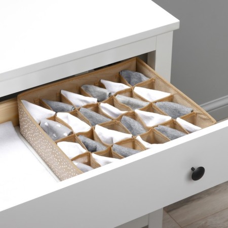 Organizer for storing linen of the Points, 24 cells, 30 × 30 × 10 cm, beige color-12