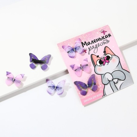 Hairpins for hair butterfly "Little Joy", 3 pcs., 4.5 x 3.5 cm-3