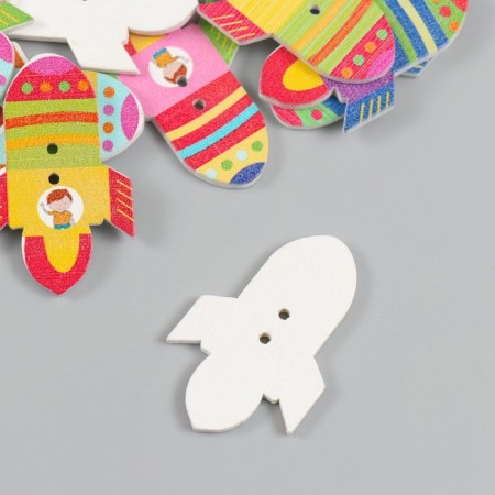 Buttons wood for creativity 2 punctures "rocket" set of 20 pcs 2.3x3.6 cm-2