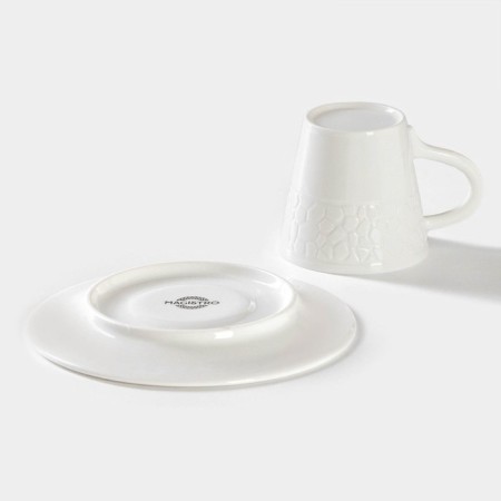 Coffee steam porcelain Magistro Rodos, 2 items: a cup 100 ml, a saucer d = 15 cm, white color-3