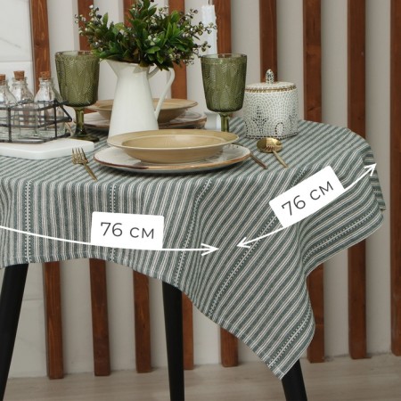 The tablecloth of Ethel "Stripes", col. green, 76x76 cm, 100% HL-1
