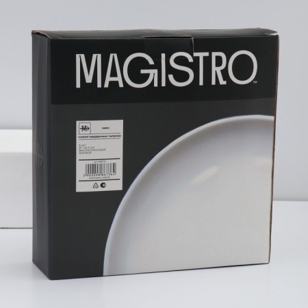 A set of plates of porcelain dining Magistro Mien, 6 objects: D = 26.3 cm, white color-6