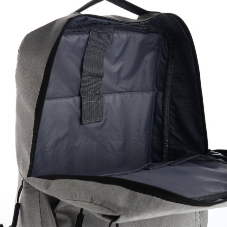 Men's backpack on a zipper, 4 outer pockets, with USB, gray color-4