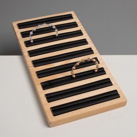 Stand for rings 9 stripes, wood, 15 × 28.5 × 2 cm, black color-2